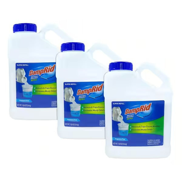 DampRid 7.5 lbs. Fragrance Free Super Refill Moisture Absorber (3-Pack Case) – 360 oz. Total
