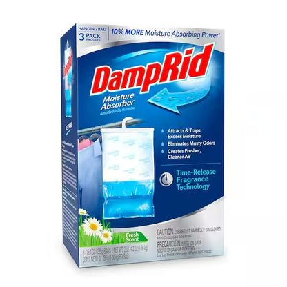 DampRid Hanging Moisture Absorber Bags (3-Pack) – Fresh Scent – 15.4 oz. per Bag