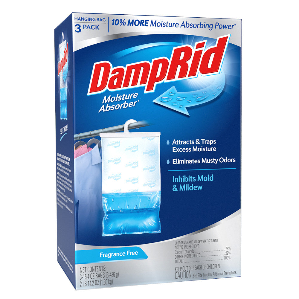 DampRid Hanging Moisture Absorber Bags (3-Pack) - Closet Dehumidifier & Odor Eliminator - Fragrance Free