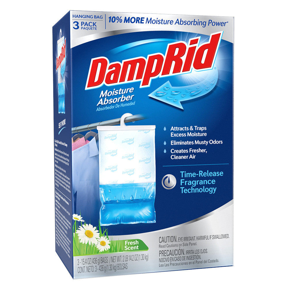 DampRid Hanging Moisture Absorber Bags (3-Pack) - Closet Dehumidifier & Odor Eliminator - Fresh Scent